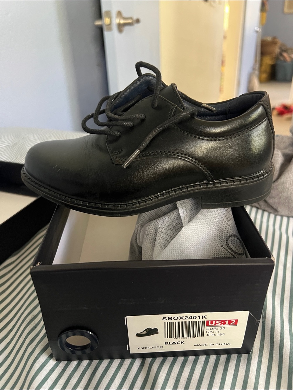 Bruno Magli Black Kids Leather Lace-Up Dress Shoes